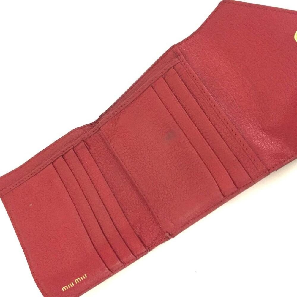 393071F V Miu Miu Wallet Heart Pink Trifold Leather - Picture 5 of 9